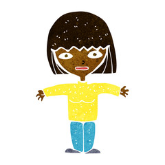 cartoon woman with open arms