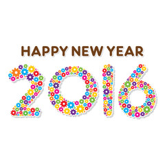 creative new year 2016 design by colorful gear concept