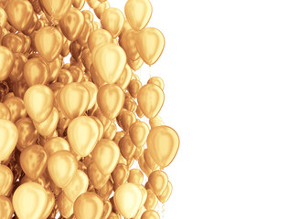 Golden balloons isolated on white background