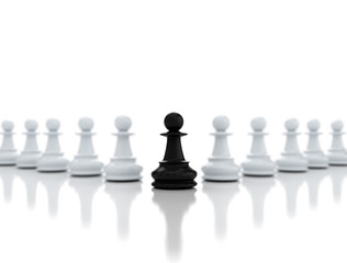 One chess pawn in the front - leadership