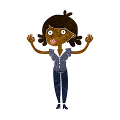 cartoon woman surrendering