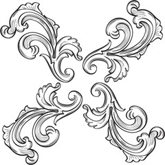 Baroque ornate rosette fine element