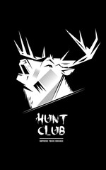 Black and white monochrome emblem, symbol, logotype, sign, badge, sticker, poster of a bear, dog, wolf. Identity usage, greeting card, invitation