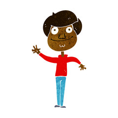 cartoon happy man waving