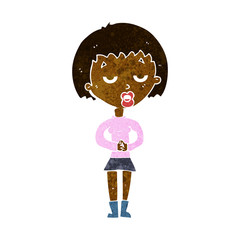 cartoon bored woman waiting