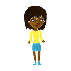 cartoon woman shrugging shoulders