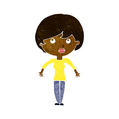 cartoon woman shrugging shoulders