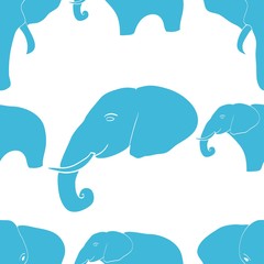 Seamless pattern with hand drawn silhouette elephants