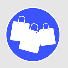 Shopping bags on white circle