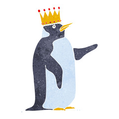 cartoon penguin wearing crown