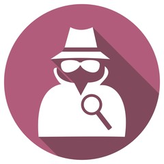 Man in suit. Secret service agent icon a long shadow