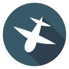 Airplane icon. Modern flat icon with long shadow effect