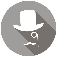 Bowler hat and moustache on long shadow