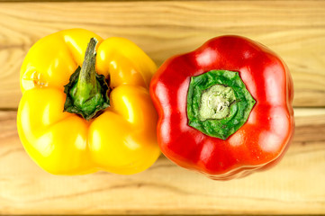 Vibrant Peppers on wood