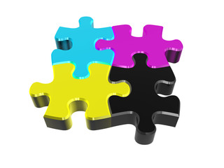 Fototapeta premium Puzzle CMYK in perspective