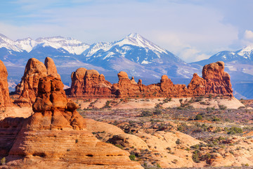 Beautiful view of Mt Waas and Arches park plateau