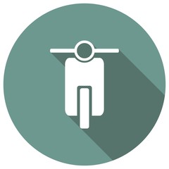 motorbike front with a long shadow