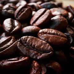 Coffee bean background in coffee shop.