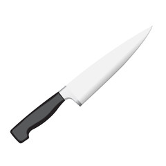the image of a knife with a metal blade and plastic handle on a white background