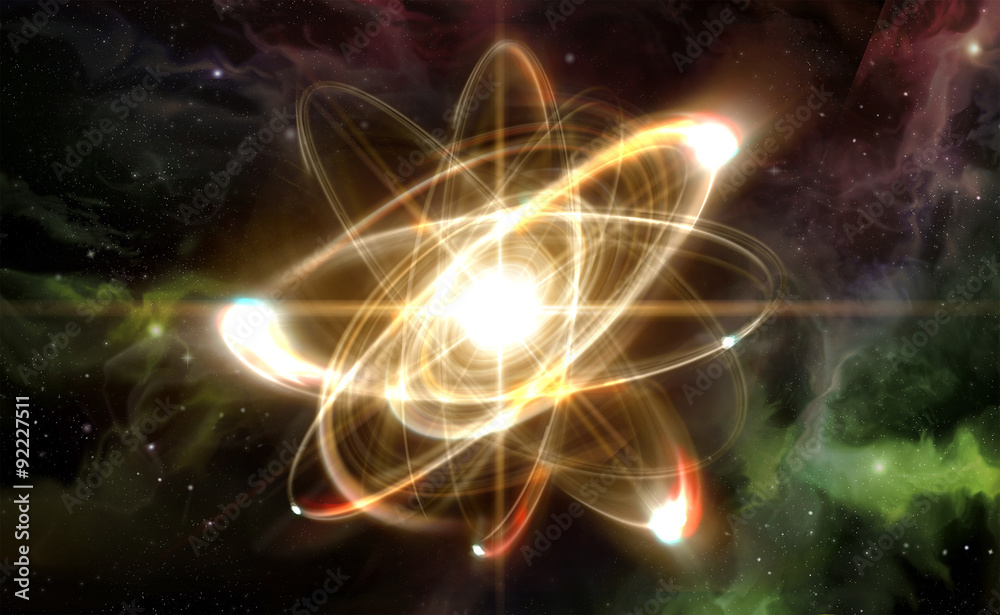 Wall mural atom particle