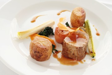 plated pork loin dinner