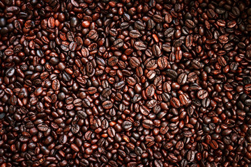 Coffee bean background in coffee shop.