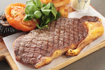 sirloin steak plated meal