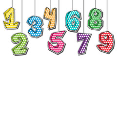 Vector hand drawn numbers background with place for text isolated on white