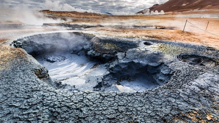 Volcanic Namafjall terrain in Iceland