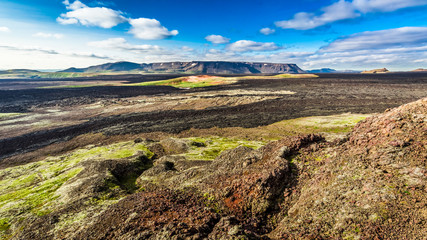 Fototapeta na wymiar Destroyed area by lava in Iceland