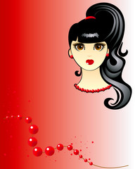 Vector portrait of a beautiful girl with brunette hair