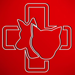 Cat and dog veterinarian clinic symbol