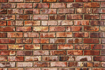 Weathered red brick wall background