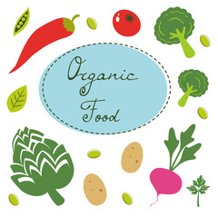 Colorful organic food collection