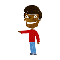 cartoon happy man pointing