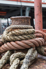 Fototapeta premium Rope textures on harbor