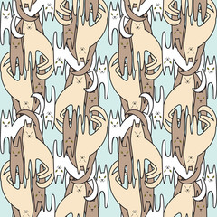 Pattern cartoon fanny cats.Seamless pattern