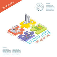 Economy infographic. Vector isometric illustration