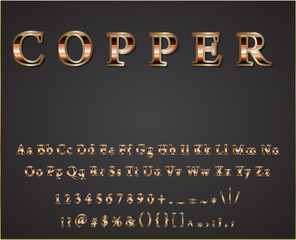 Vector shiny copper letters 
