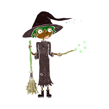 cartoon witch casting spell