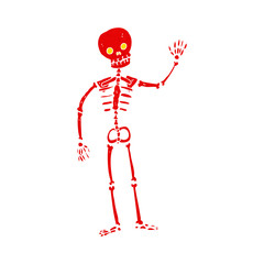 cartoon waving skeleton