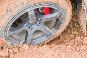 Car stuck in the mud