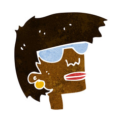 cartoon female face with glasses