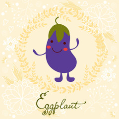 Cute eggplant character illustration