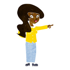cartoon pretty woman pointing