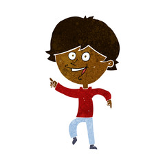 cartoon happy pointing man