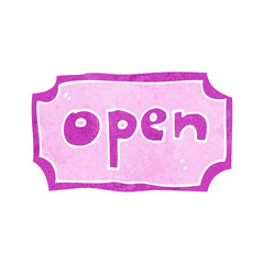 cartoon open sign