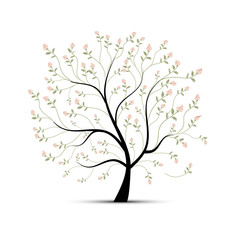 Obraz na płótnie Canvas Spring tree with roses for your design
