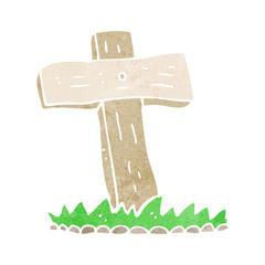 cartoon wooden cross grave