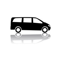 Black motor Van. Vector icon.